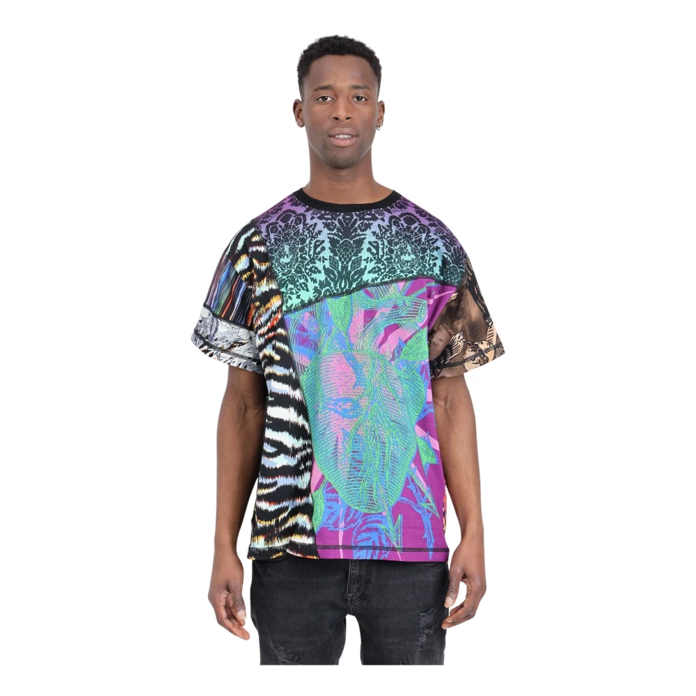 Just Cavalli Multicolor T-shirt met zichtbare zwarte stiksels Multicolor Heren