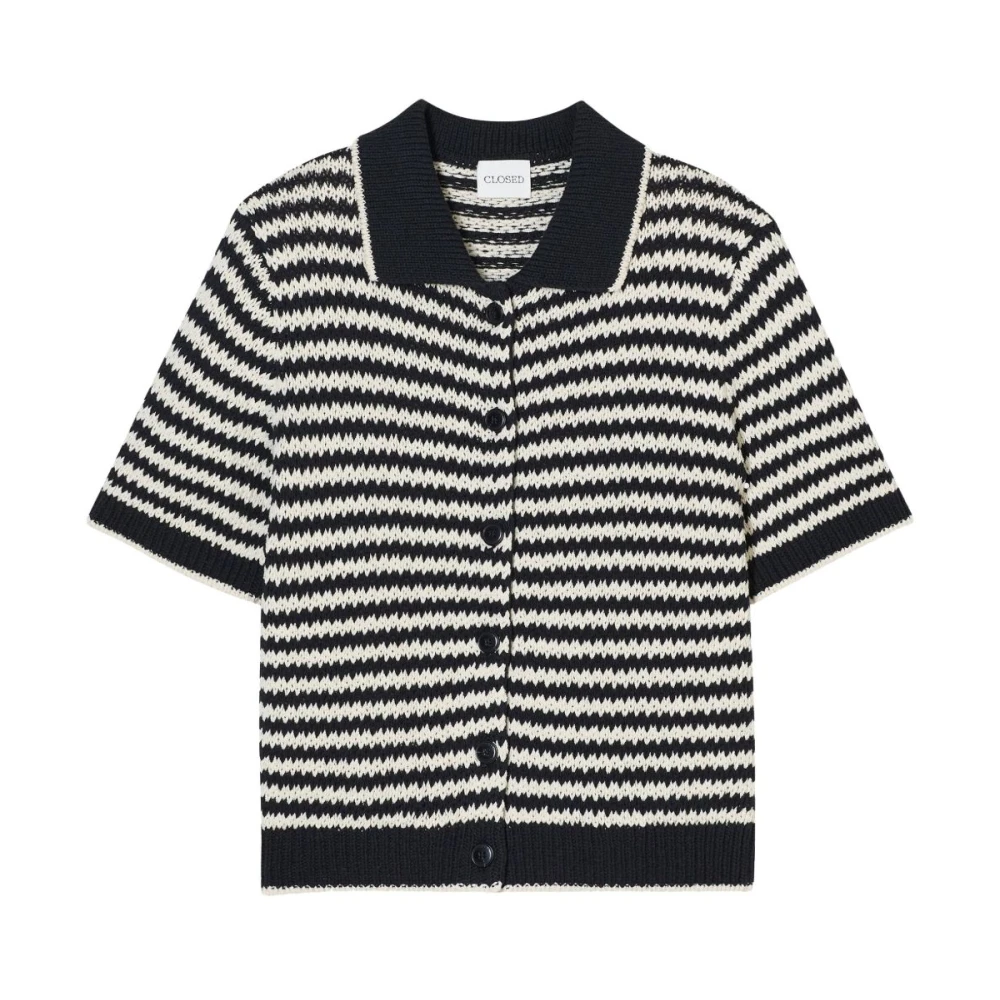 Closed Zwarte Gestreepte Knooptrui Black Dames