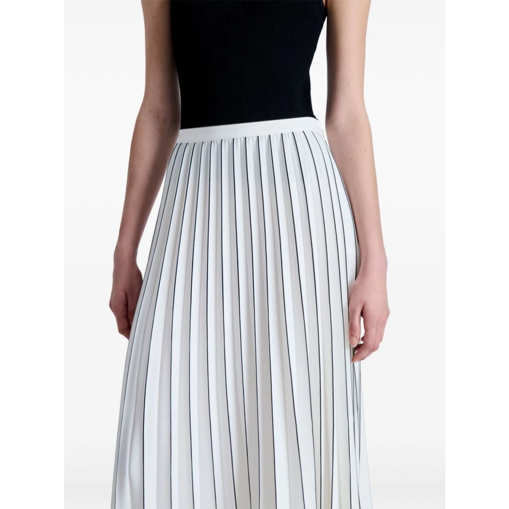 Proenza Schouler Geplooide Midi Rok met Contrasterende Strepen White Dames