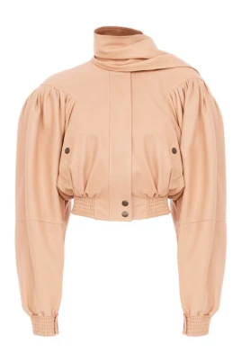 Croppad läderjacka med scarfdetalj