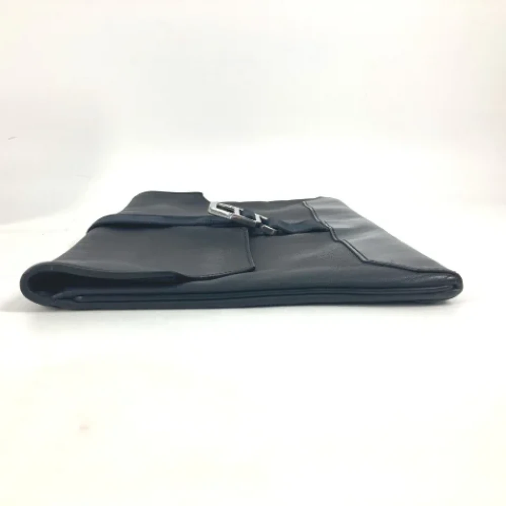 Hermès Vintage Pre-owned Leather clutches Blue Dames