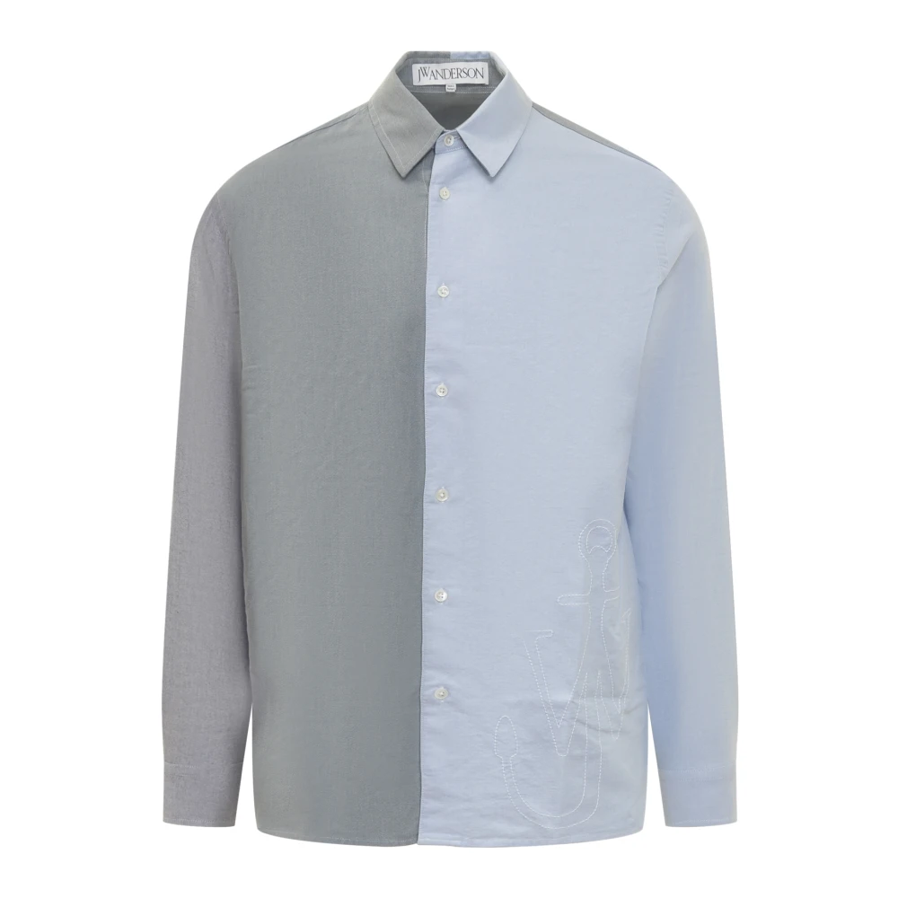 JW Anderson Anchor Patchwork Overhemd Blue Heren