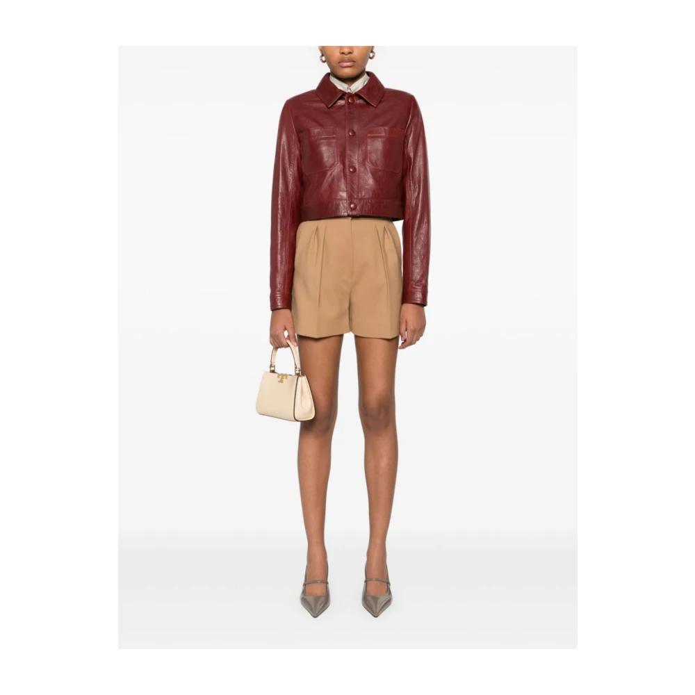 Max Mara Kameelbruine Shorts met Plooien Brown Dames