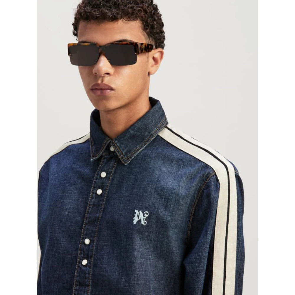 Palm Angels Stijlvol Denim Overshirt Blue Heren