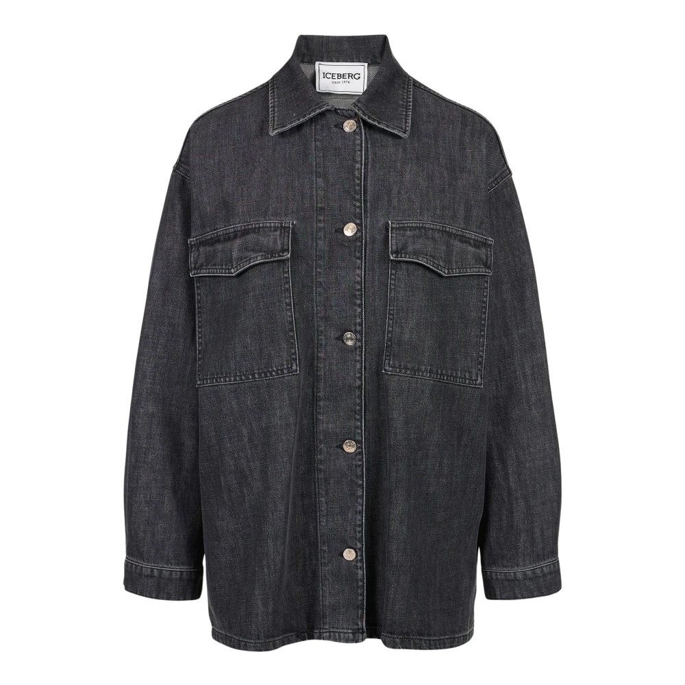 Iceberg Regular fit zwarte jas in zwart vast denim Black Dames