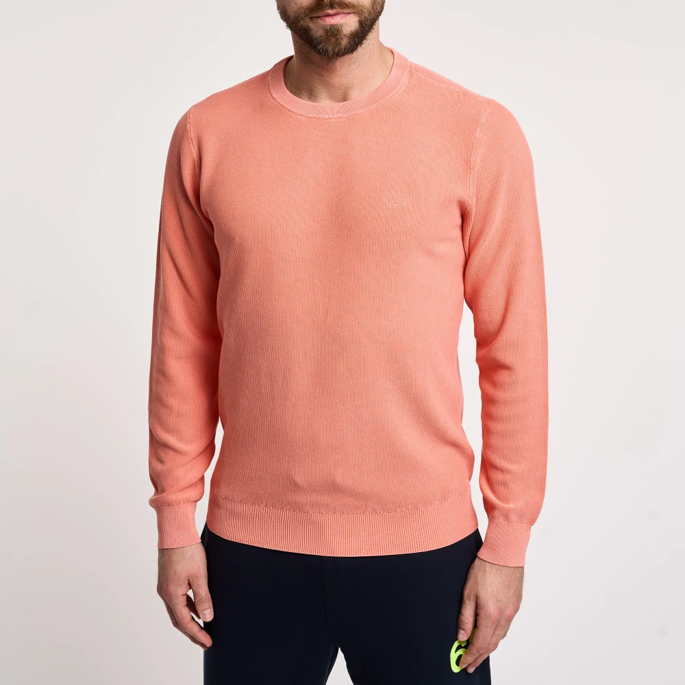 Sun68 Vintage Katoenen Crewneck Sweater Pink Heren