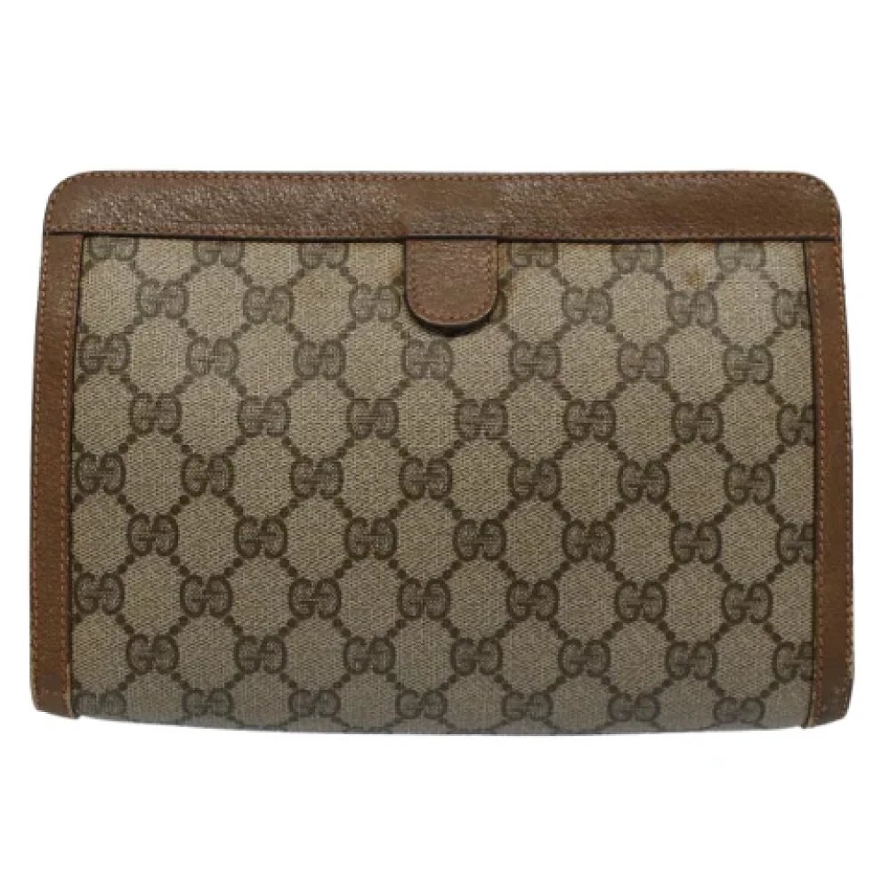 Gucci Vintage Pre-owned Canvas clutches Beige Dames