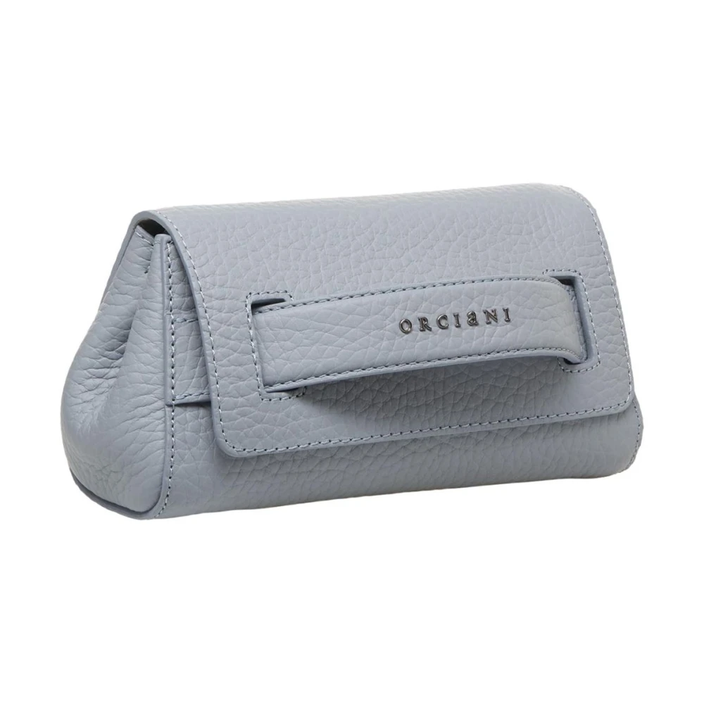 Orciani Blauwe Leren Clutch Handtas Blue Dames