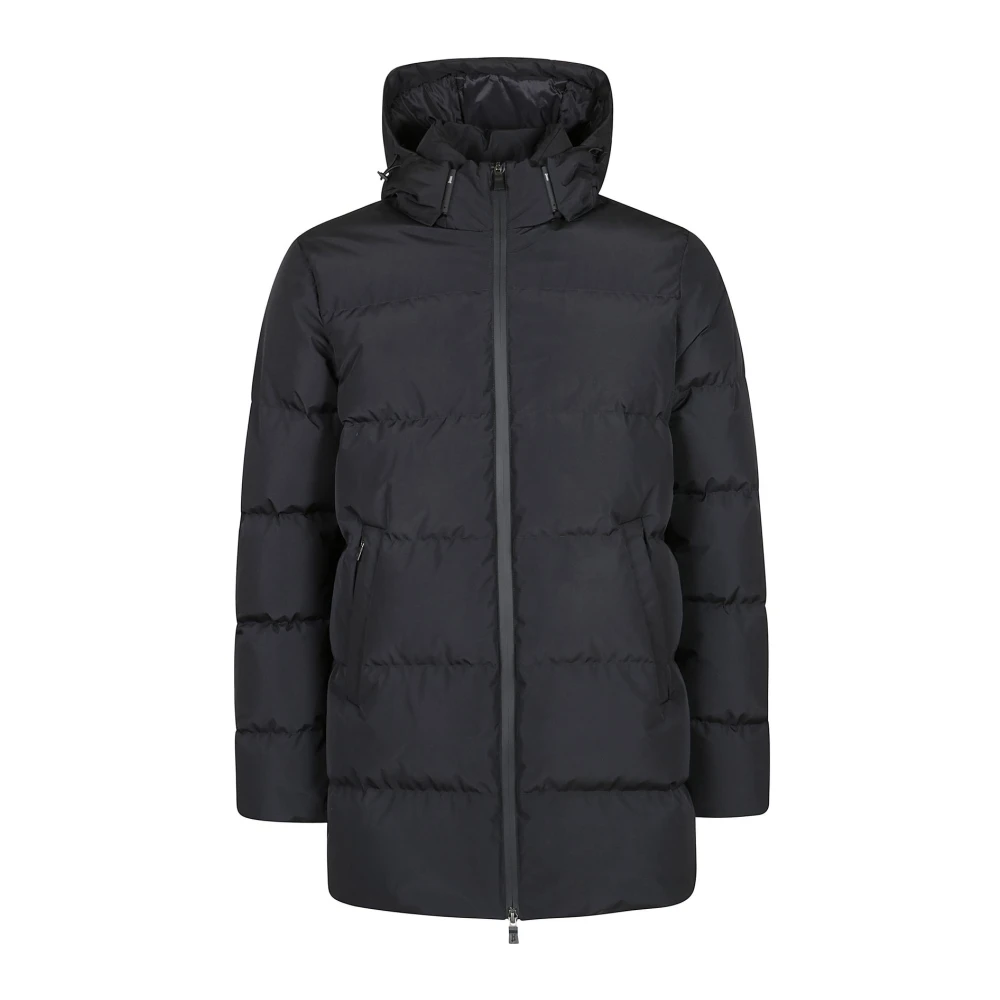 Herno Zwarte jas met rits en capuchon Black Heren