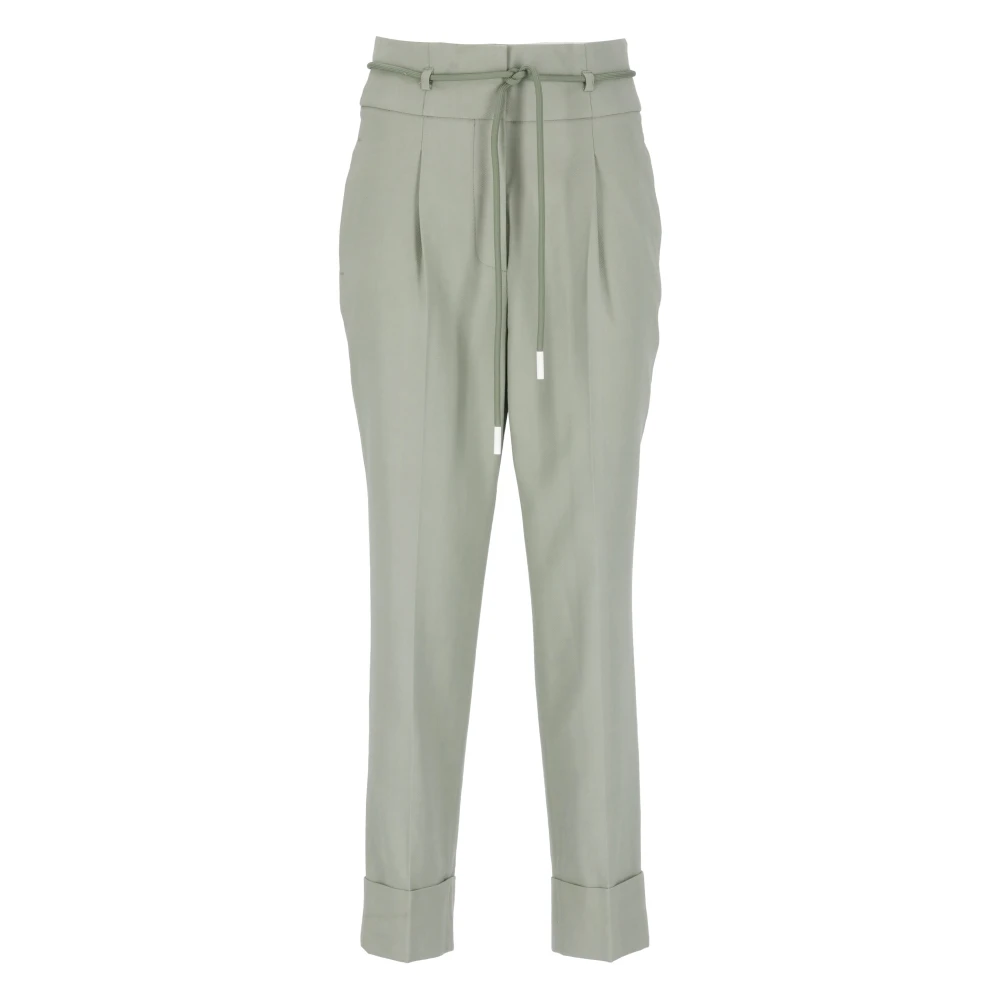 PESERICO Groene Linnen Broek met Koordlussen Green Dames