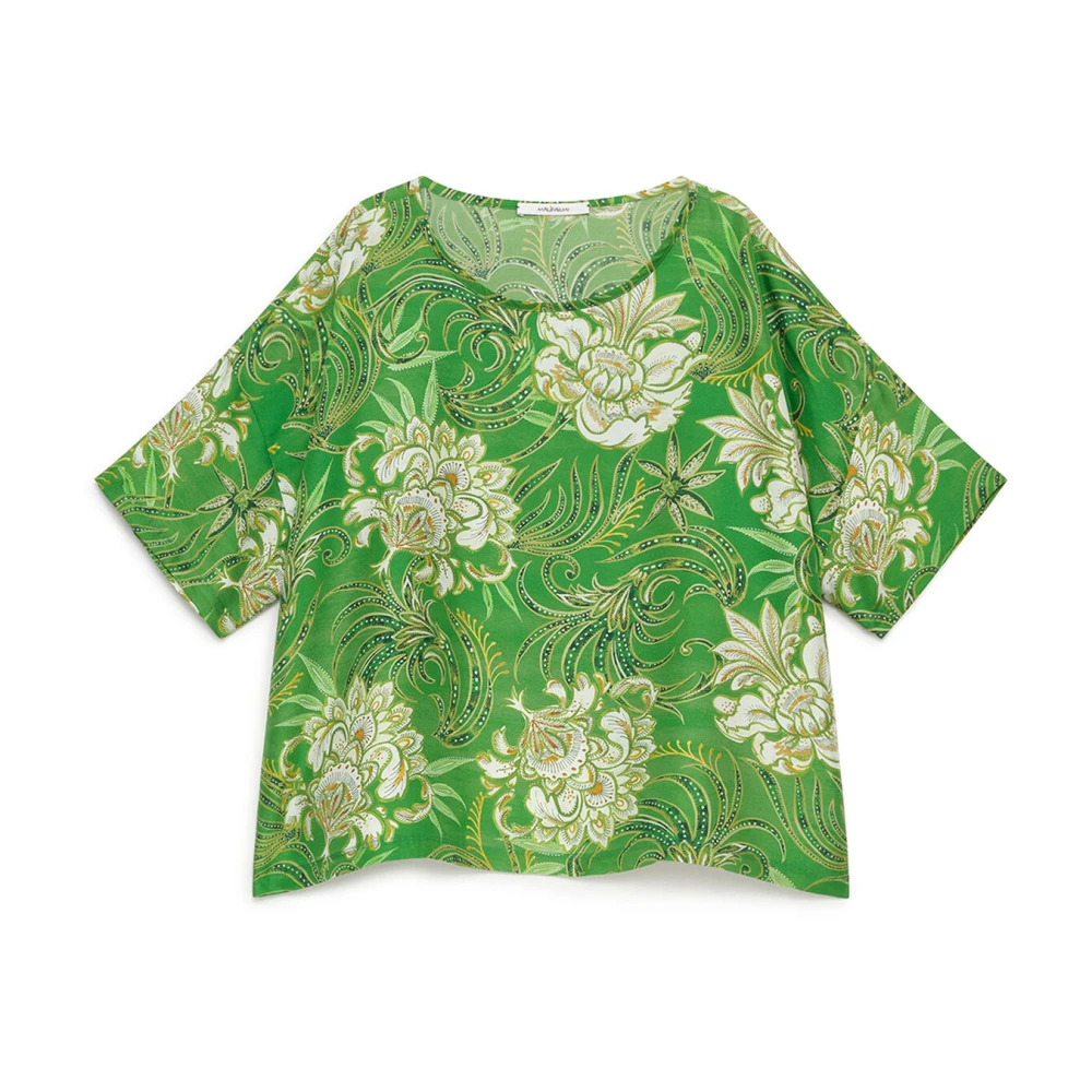 Maliparmi Women's Green Blouses, L, Collection Print Shirt