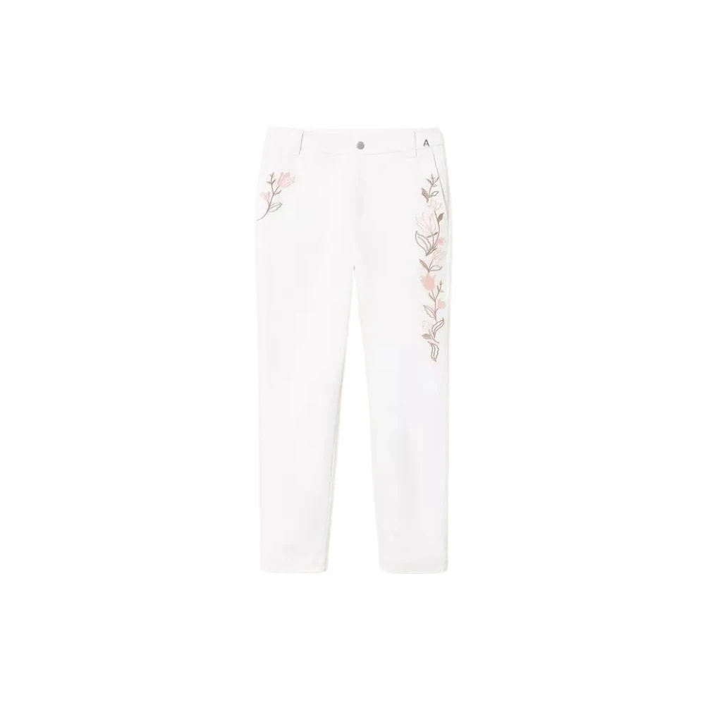 Twinset Bloemenprint Katoenen Broek White Dames