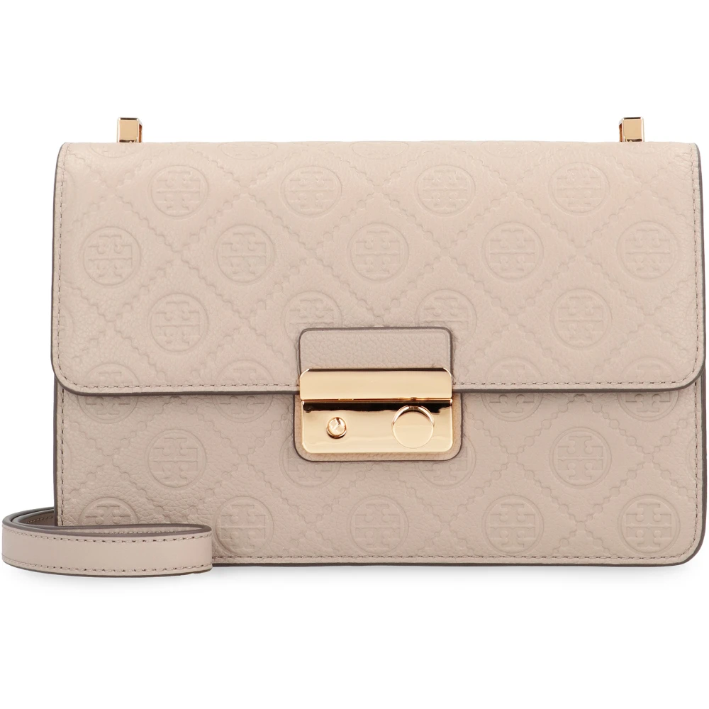 Tory Burch Women's Gray T Monogram Leather Shoulder Bag
