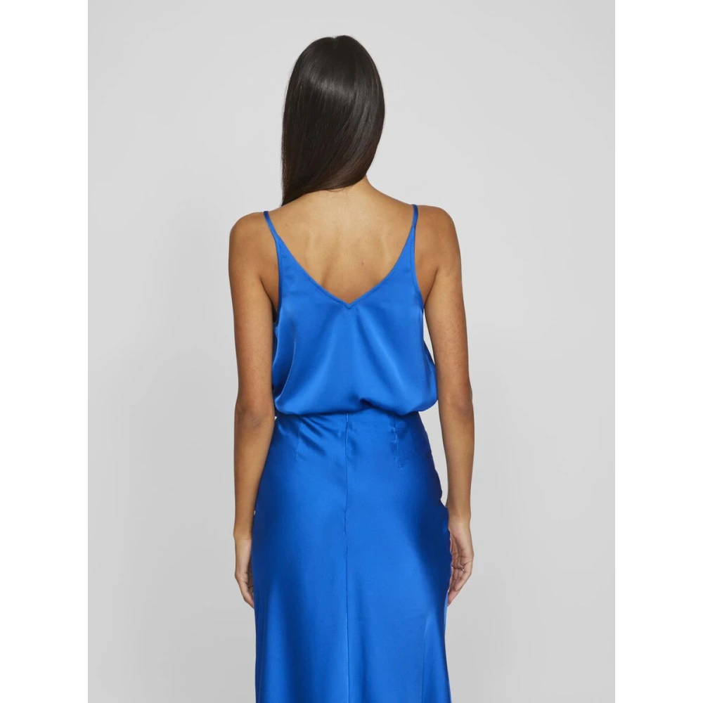 Vila Ravenna V-Neck Strap T-Shirt Vrouwen Blue Dames