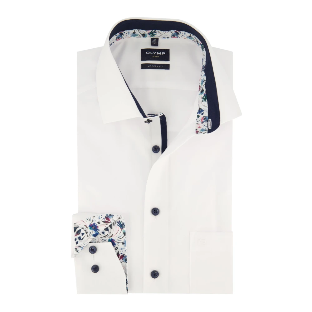 Olymp Wit Modern Fit Zakelijk Overhemd White Heren