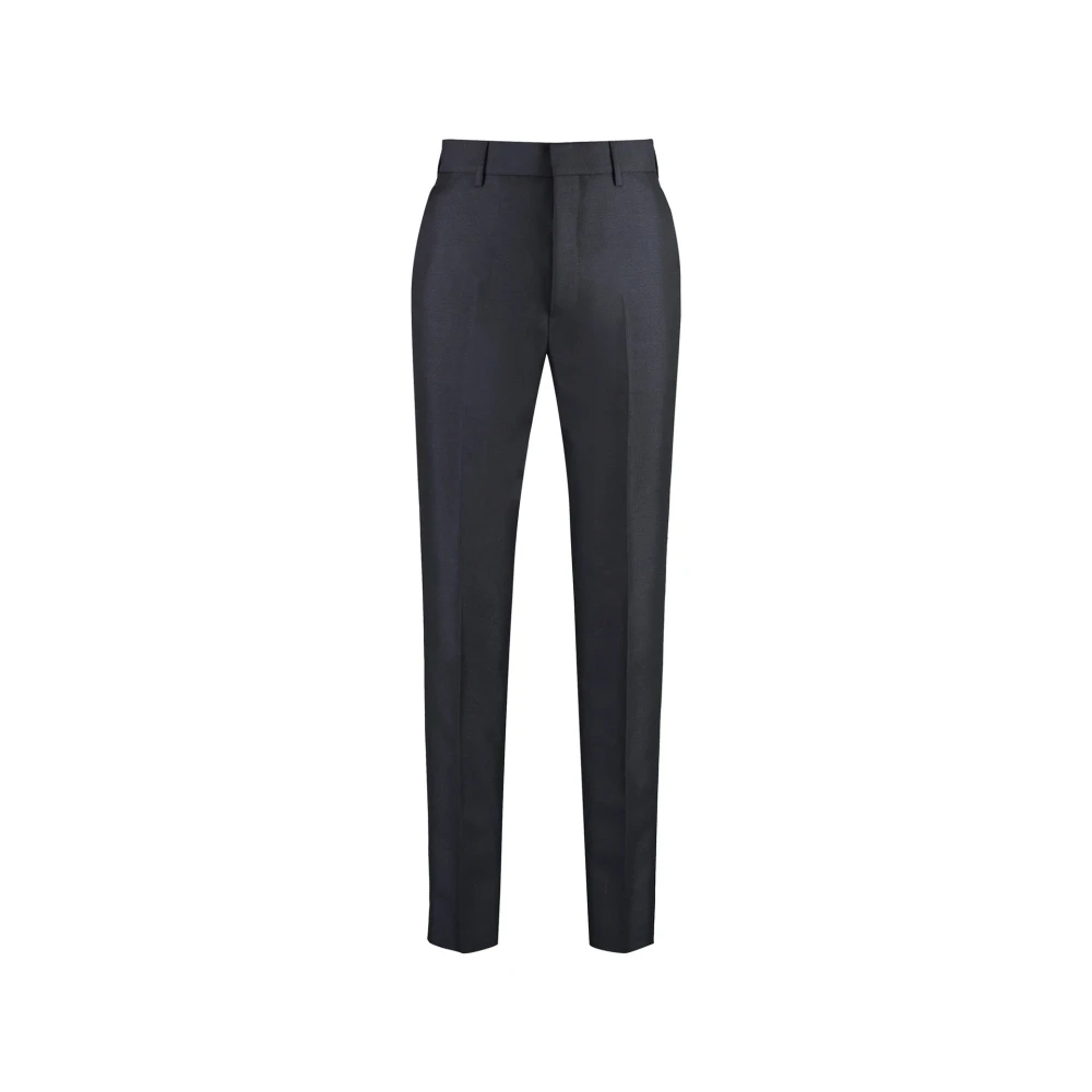 Prada Wollen Broek Haak & Oogsluiting Blue Heren