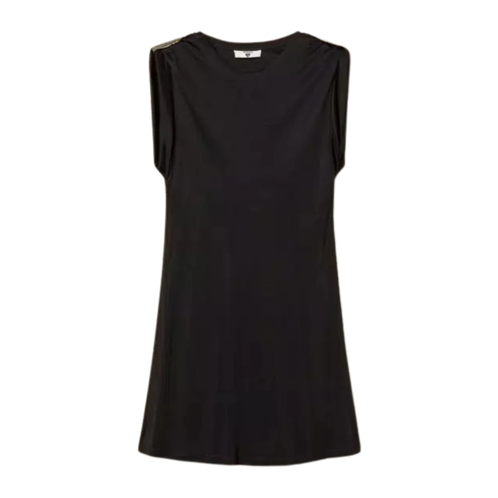 Twinset Damen Schwarz Kurzes Kleid Mit Paillettenstickerei