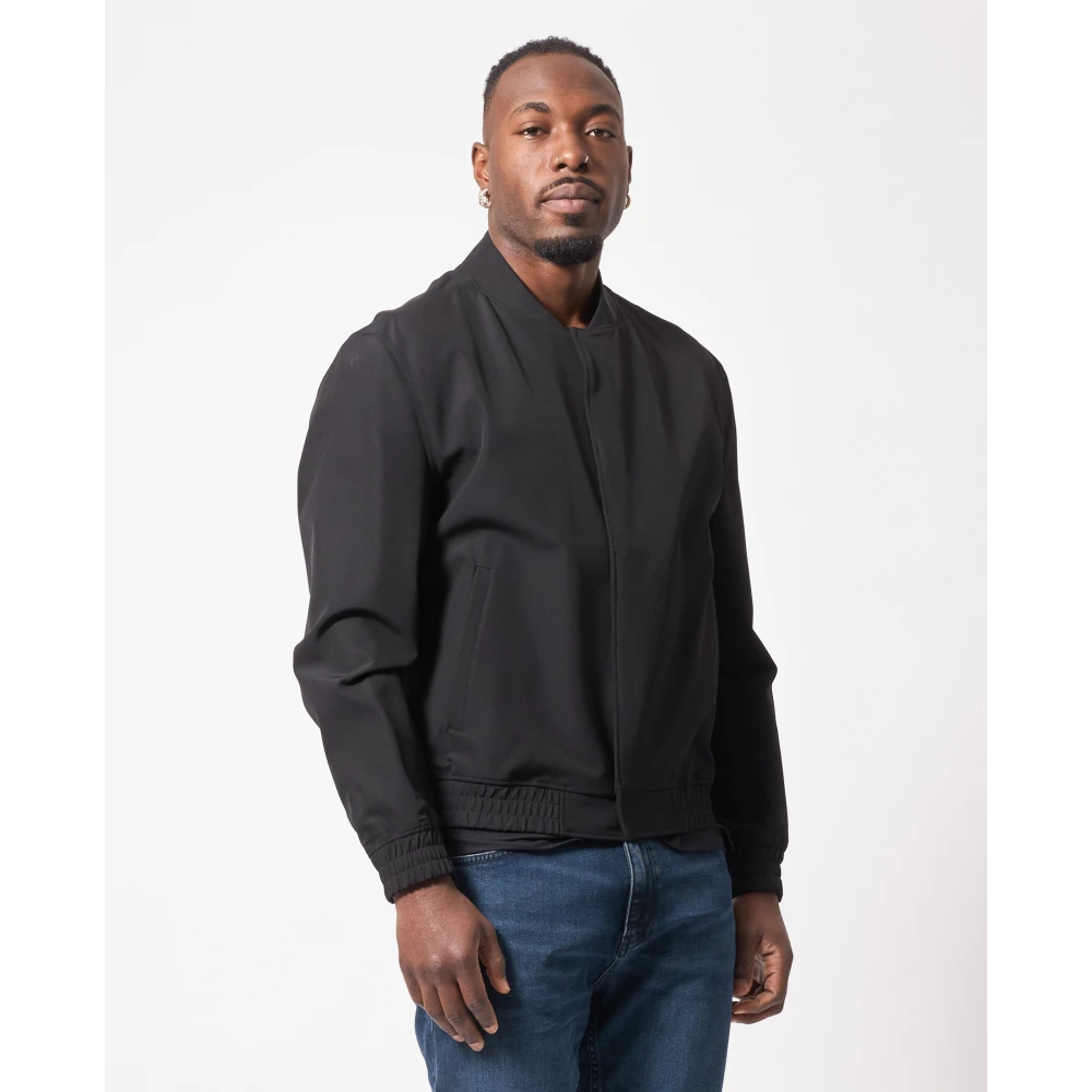 Hugo Boss Moderne Zwarte Jas met Magnetische Sluiting Black Heren