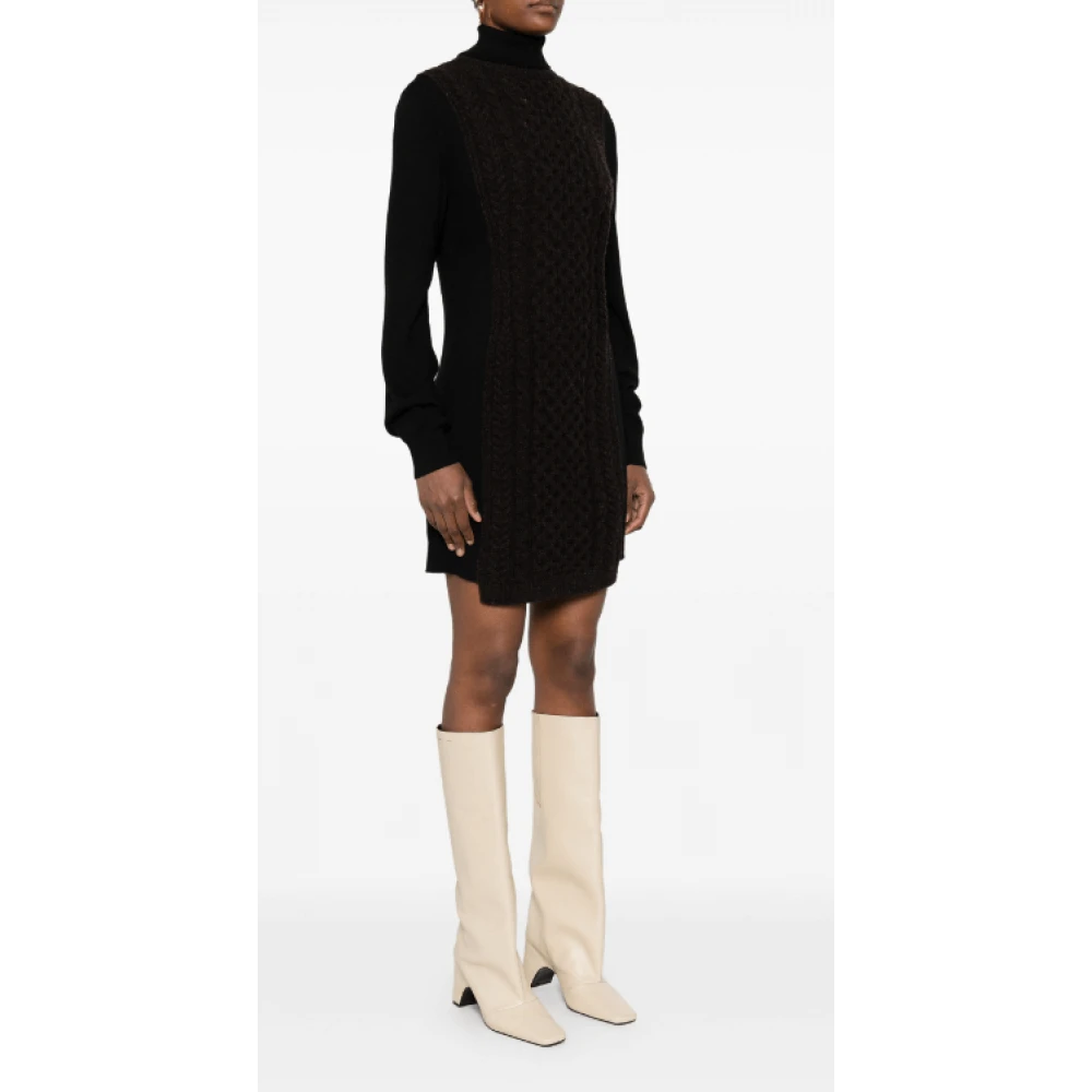 Fendi Aran Gebreide Wol Midi Jurk Brown Dames