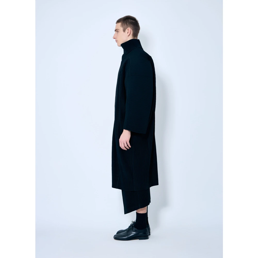 Issey Miyake Geplooide Staande Kraag Jas Black Heren