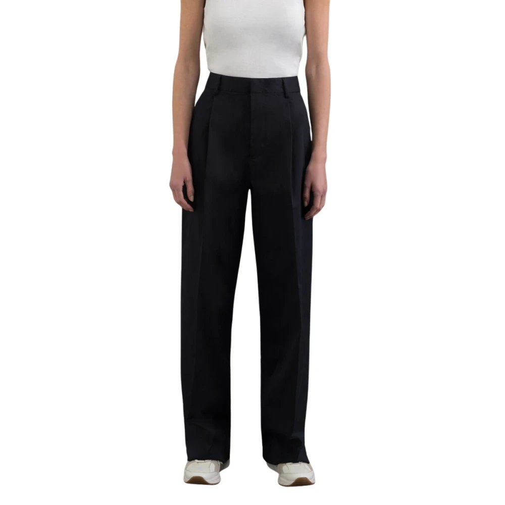 Moorer Women's Blue Straight Trousers, 2XS, Wide Straight Trousers