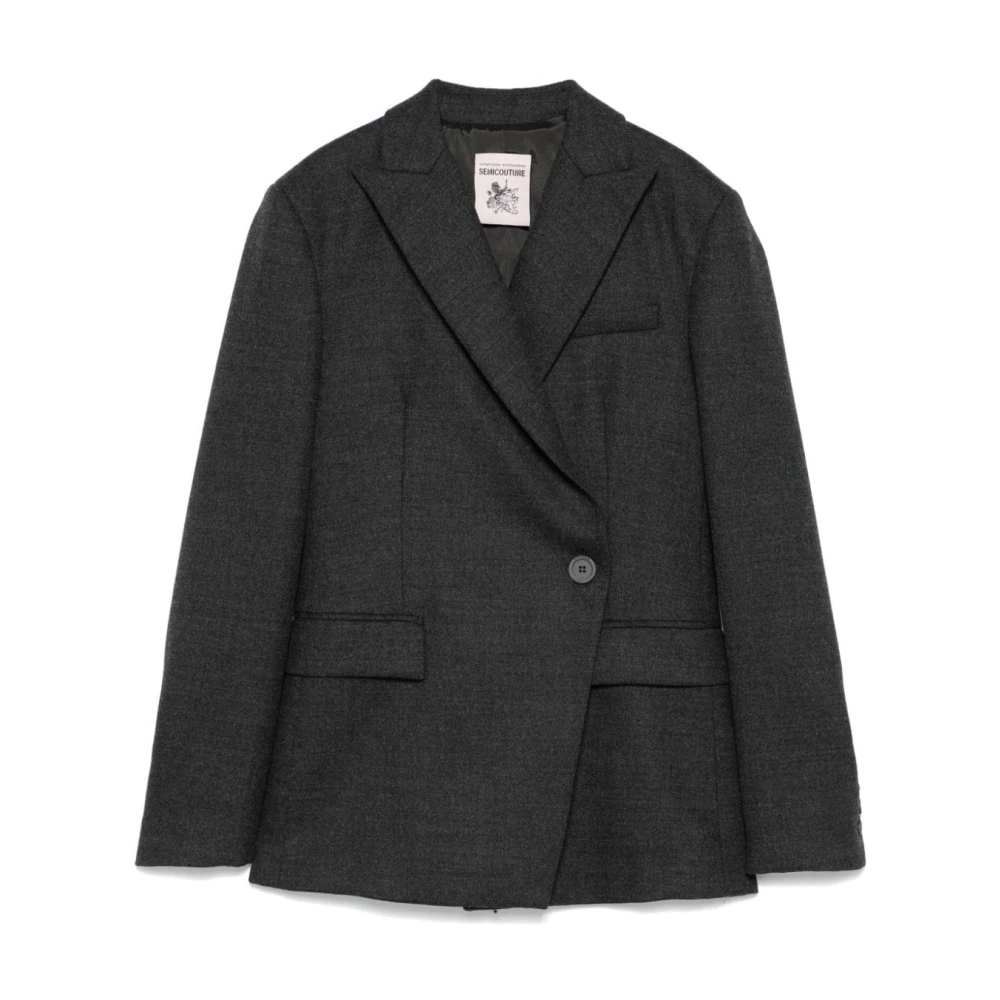 Semicouture Grå Ullblandning Blazer Gray, Dam