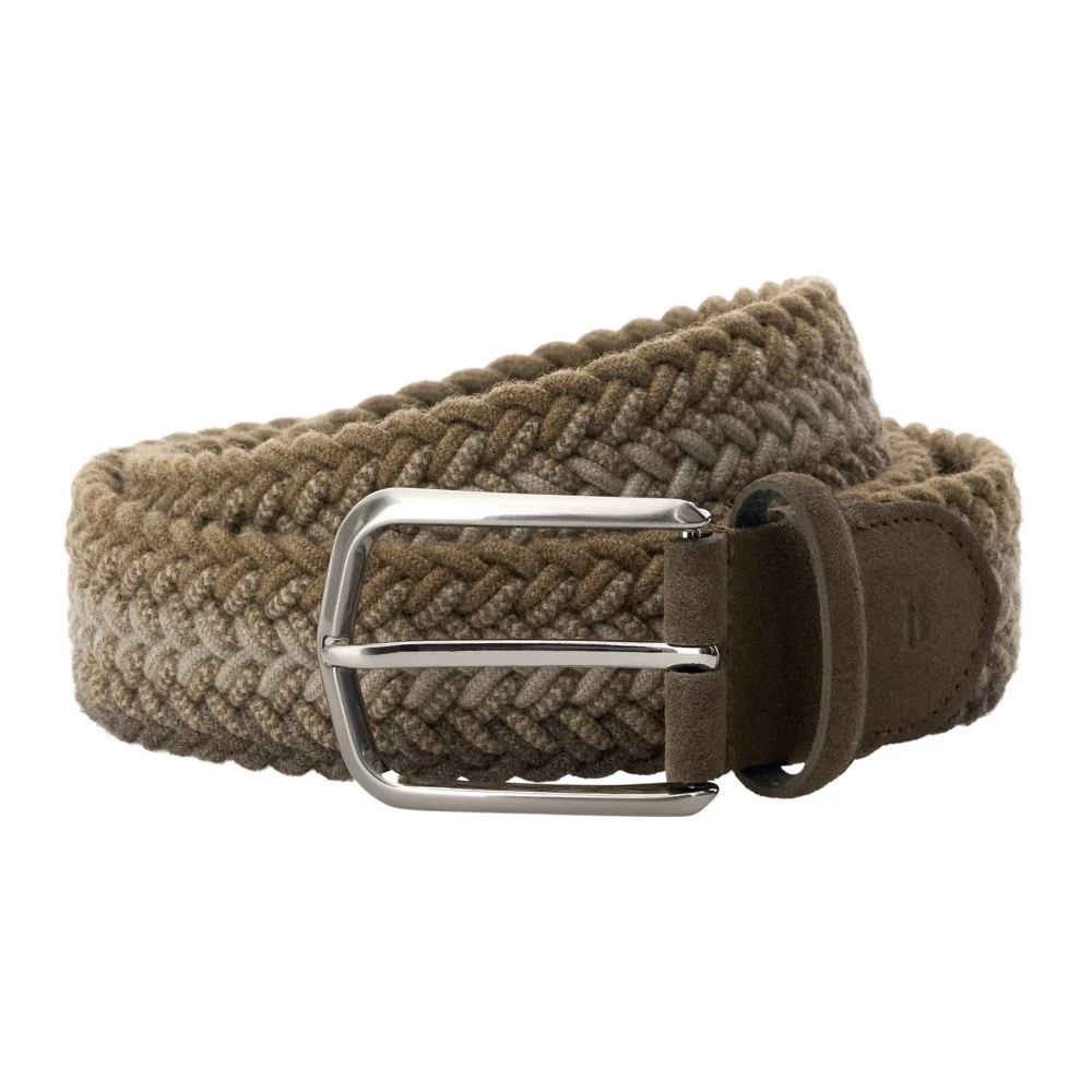Boggi Milano Beige Vävt Elastiskt Bälte I Ullblandning