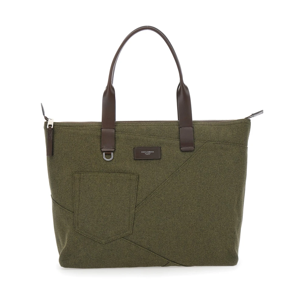 Dolce & Gabbana Men's Green Shopping Bags, One Size, Stampa Stagionale