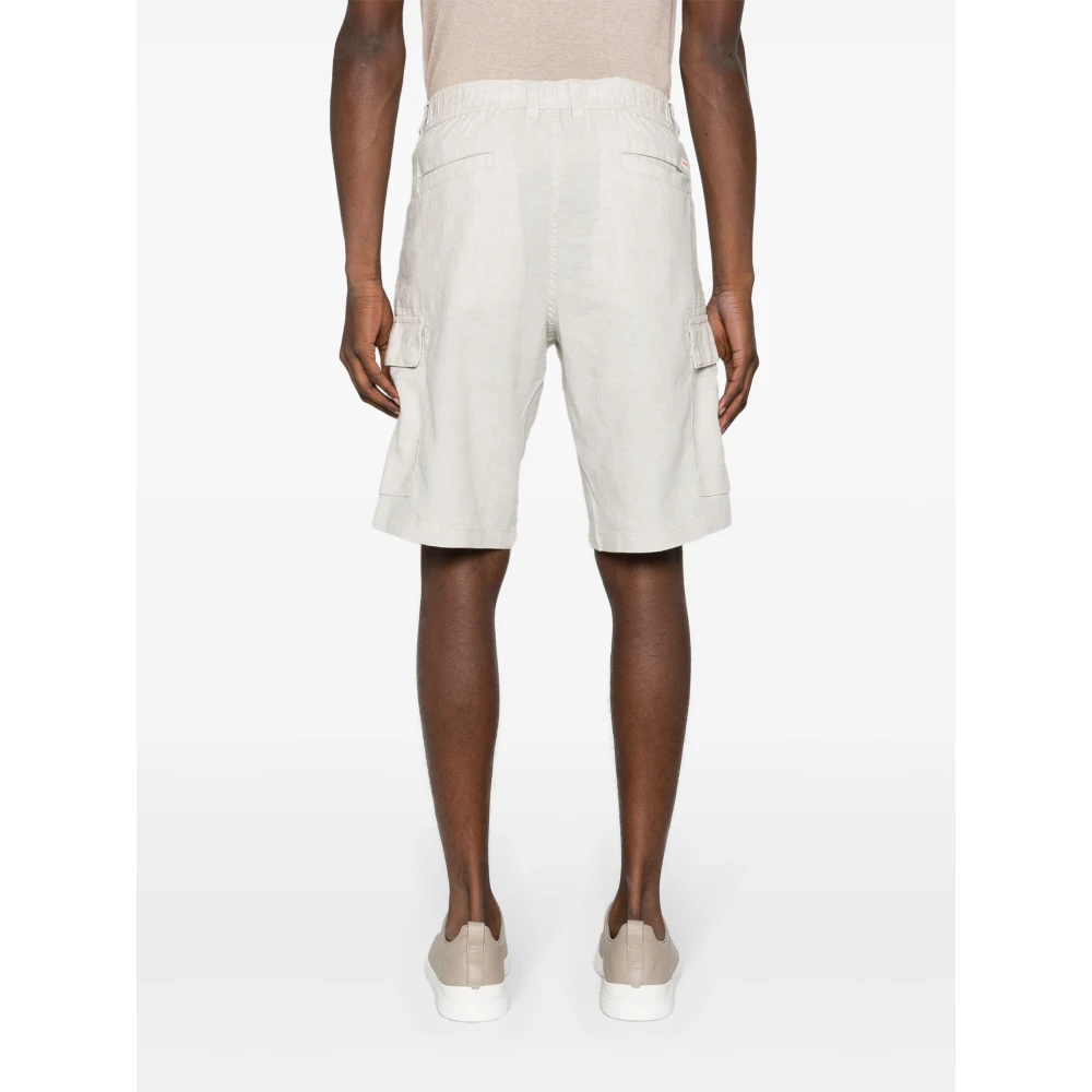 Hugo Boss Cargo shorts in gemengde linnen stof Beige Heren