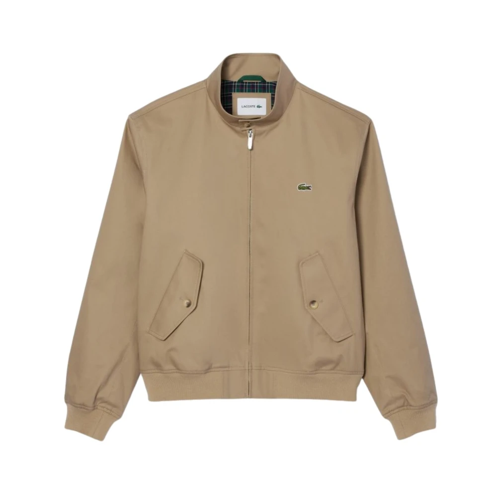 Lacoste Waterdichte Katoenen Harrington Jas Beige Heren