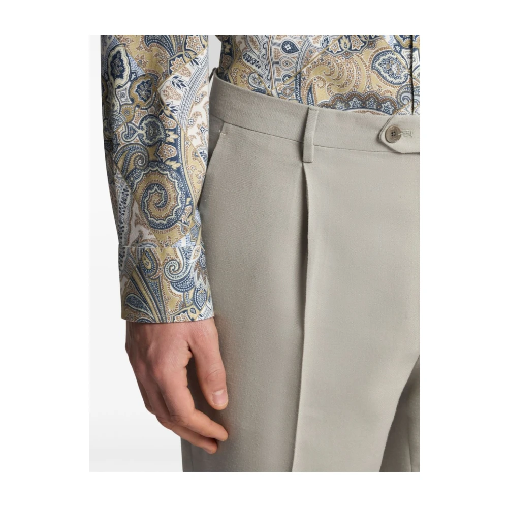ETRO Cropped Pleat Trousers Gray Heren