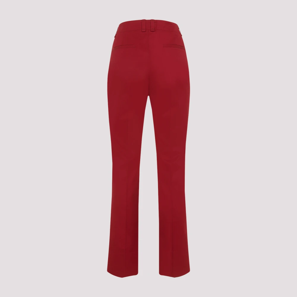 Saint Laurent Rode Katoenen Broek met Hoge Taille Red Dames