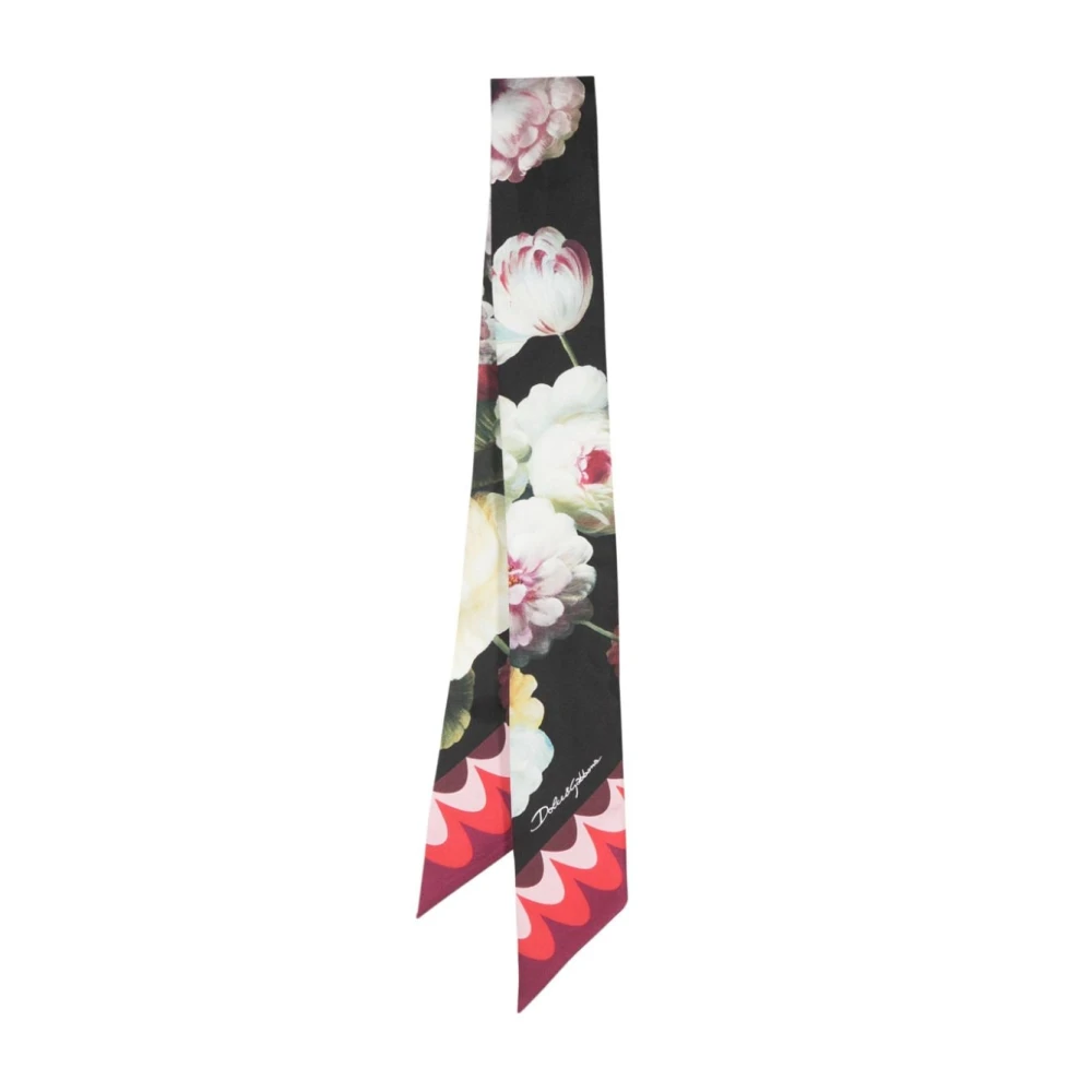 Dolce & Gabbana Zijden sjaal met bloemenprint Black Dames