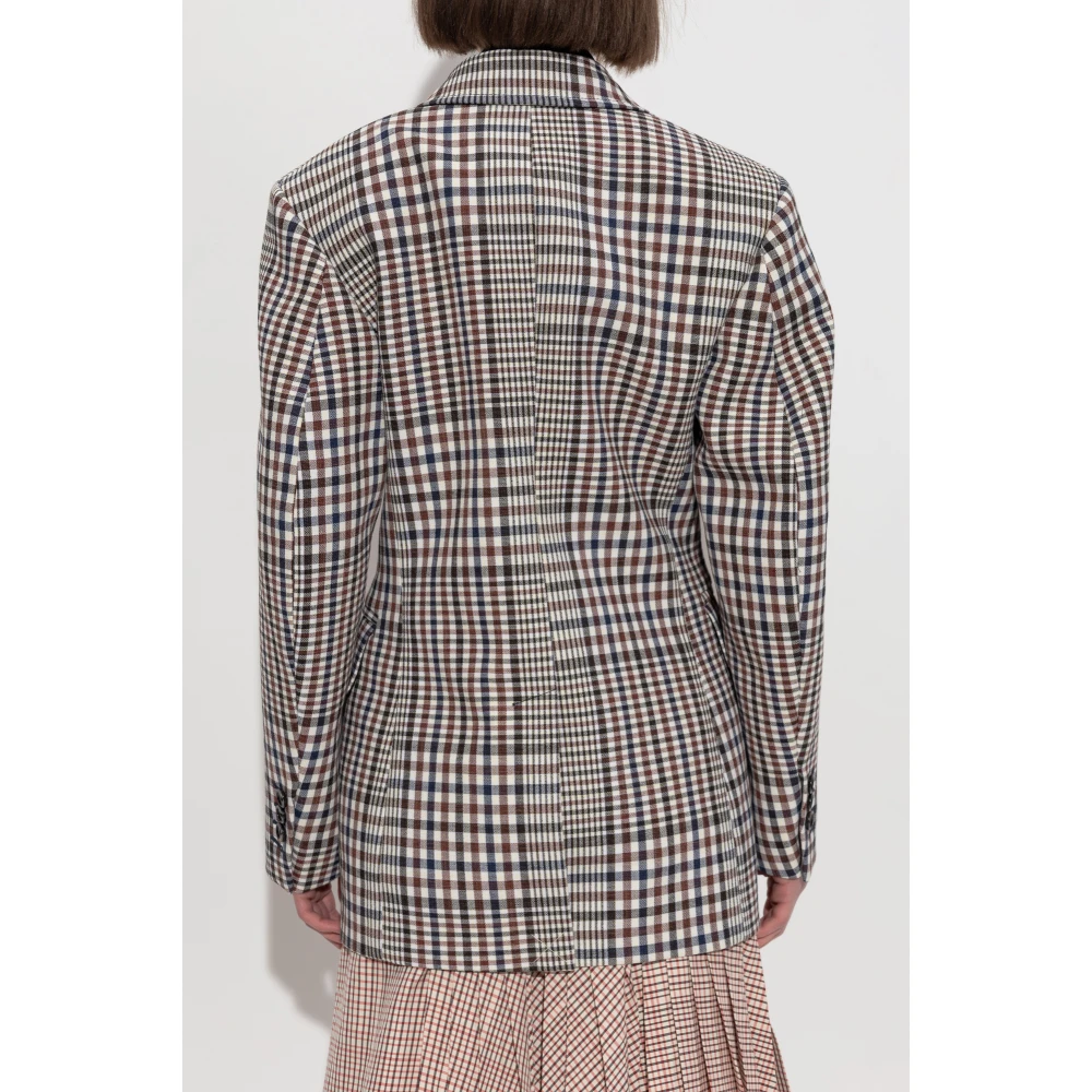 Bottega Veneta Double-breasted blazer met ruitpatroon Gray Dames