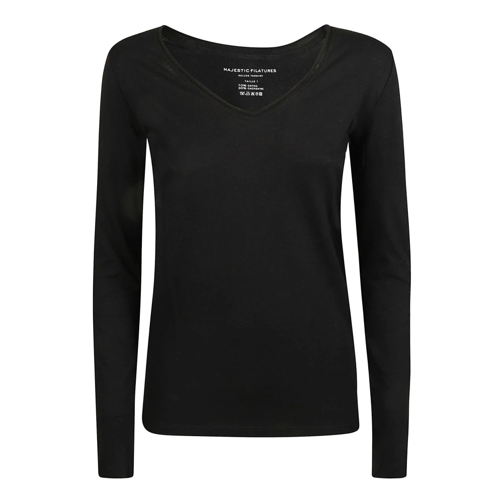 Majestic filatures Zwarte Katoen Kasjmier T-shirts en Polos Black Dames