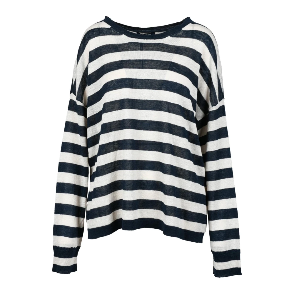Max Mara Linnen Gebreide Top Blue Dames