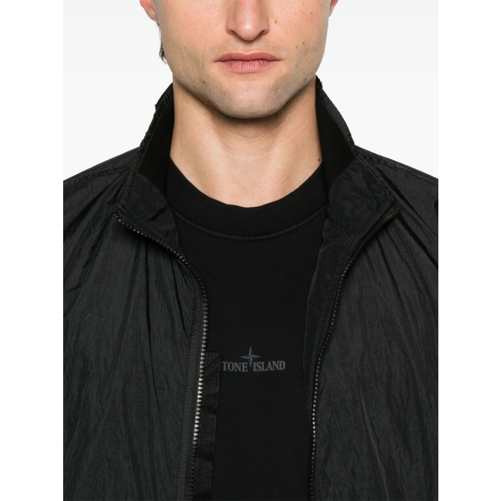 Stone Island Zwarte Nylon Bomberjack Black Heren