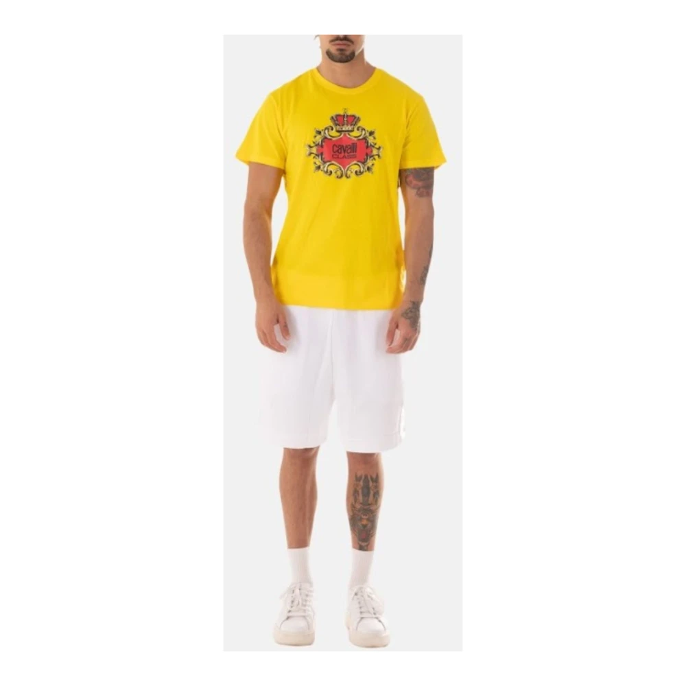 Just Cavalli Heren Logo T-Shirt Yellow Heren