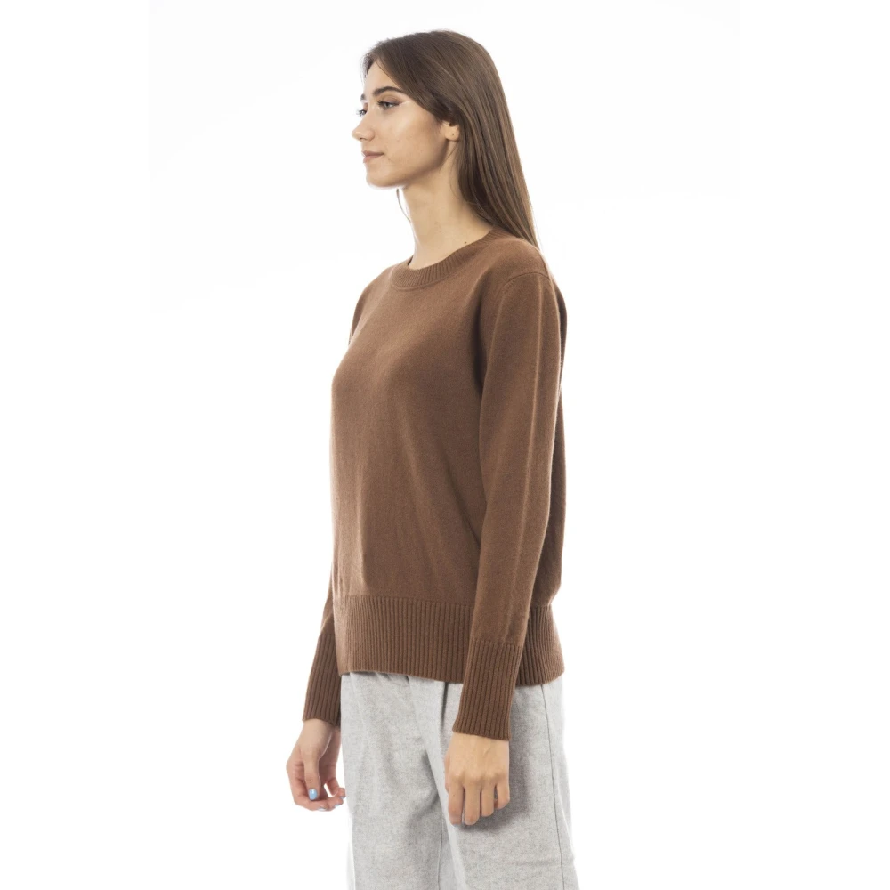 Alpha Studio Ronde Hals Lange Mouw Trui Brown Dames