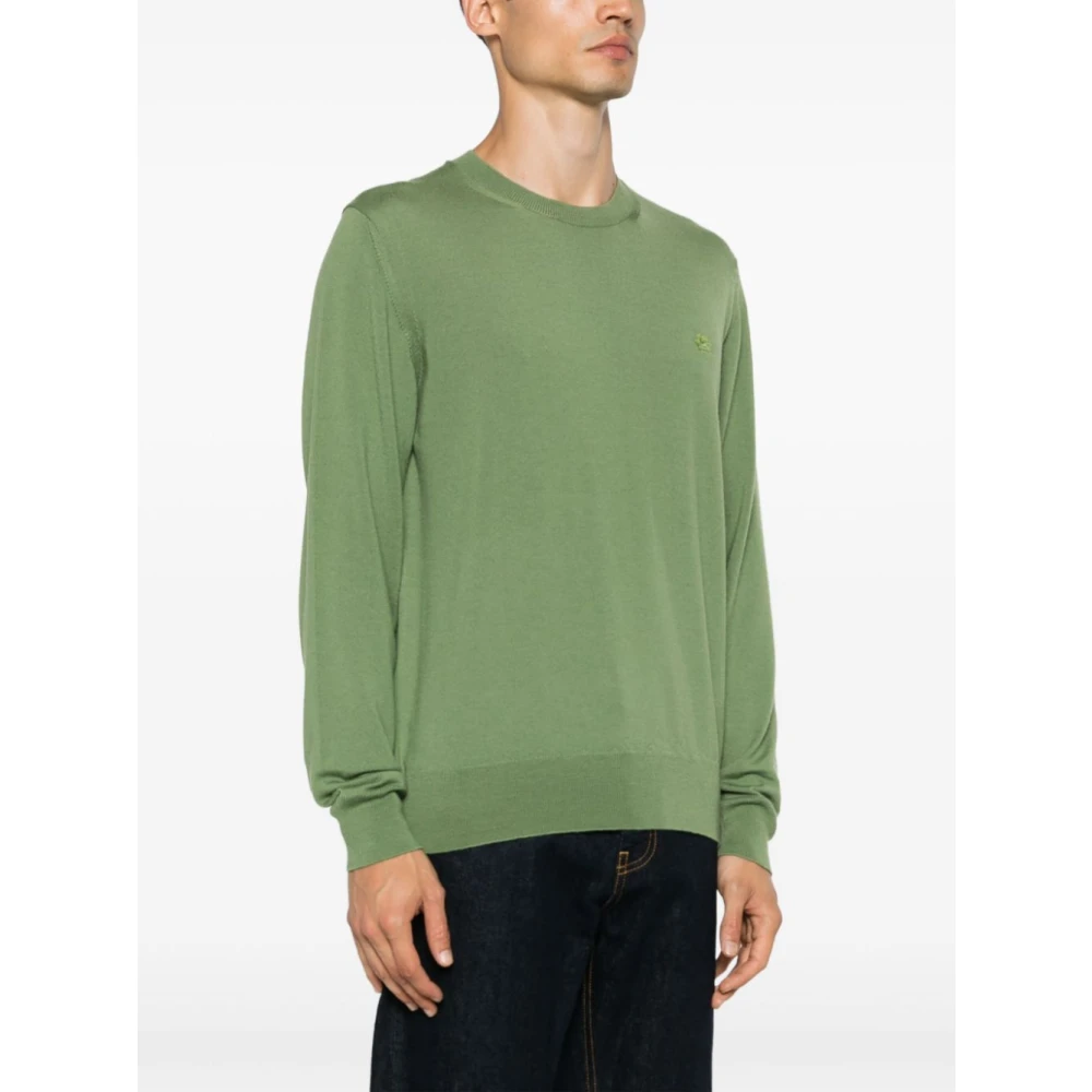ETRO Pegasus Motief Gebreide Trui Groen Green Heren