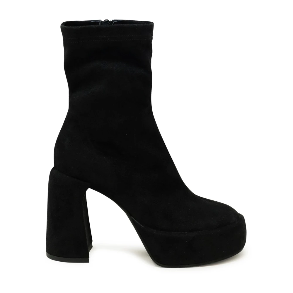 Elena Iachi Zwarte Enkellaarzen Aw23 Black Dames