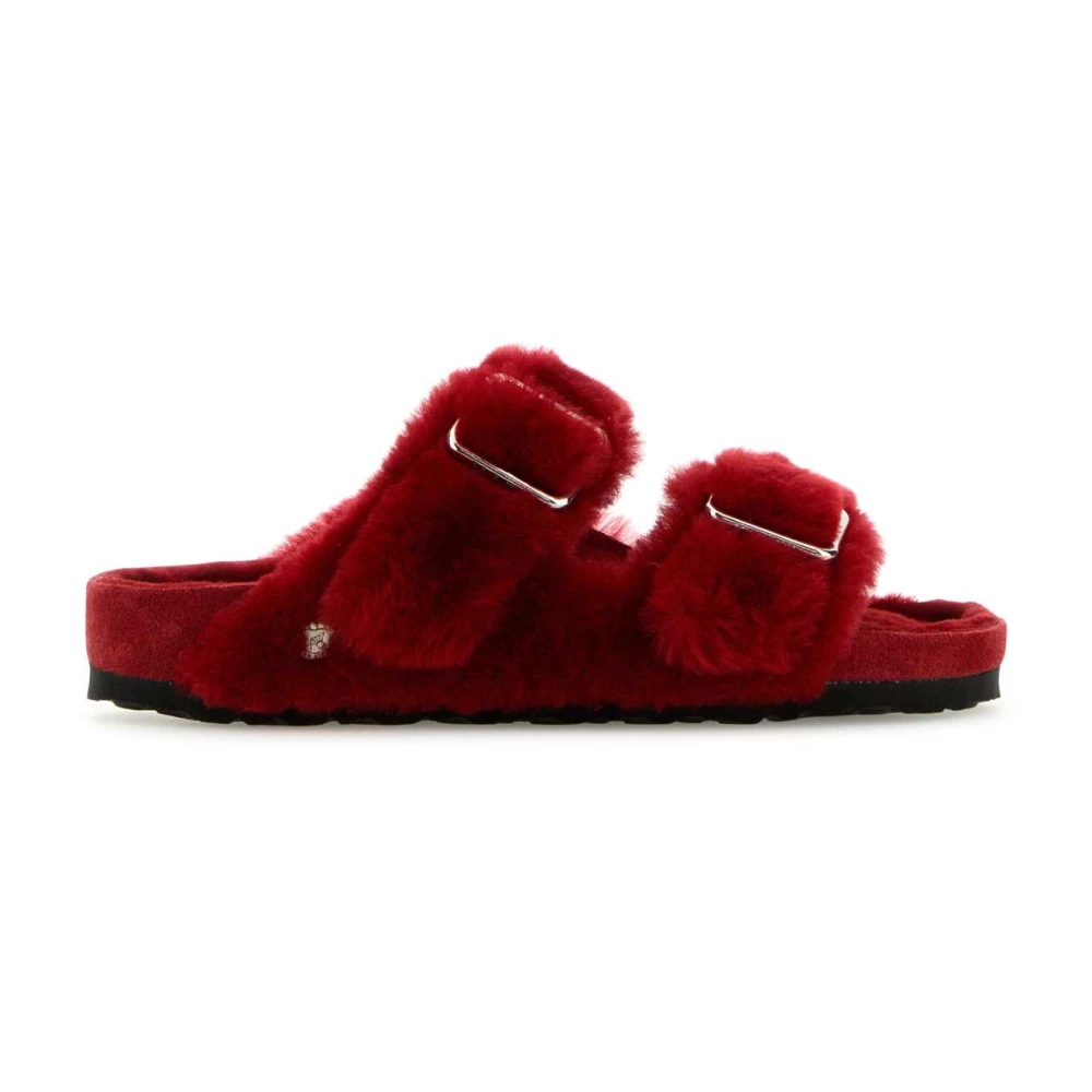 Birkenstock Shearling Arizona Slippers Red, Dam