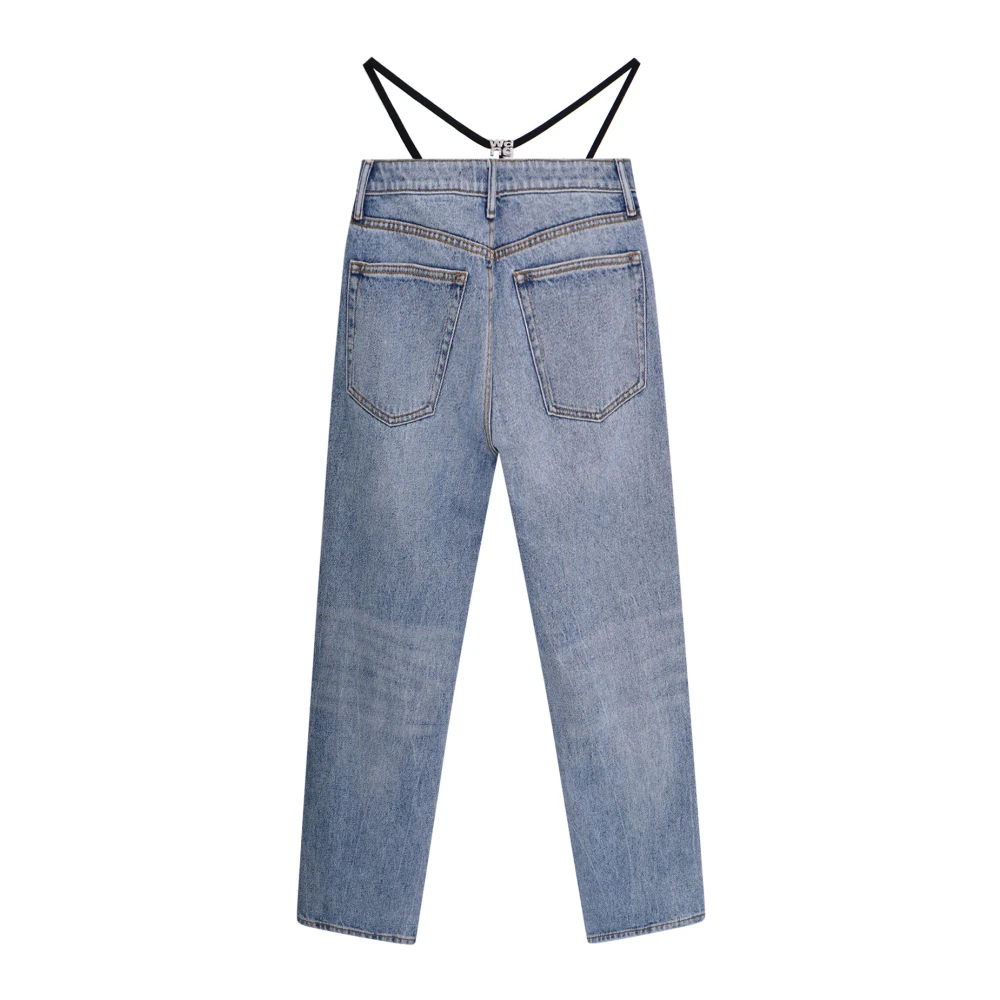 alexander wang Blauwe Wide Leg Jeans met Stretchband Blue Dames