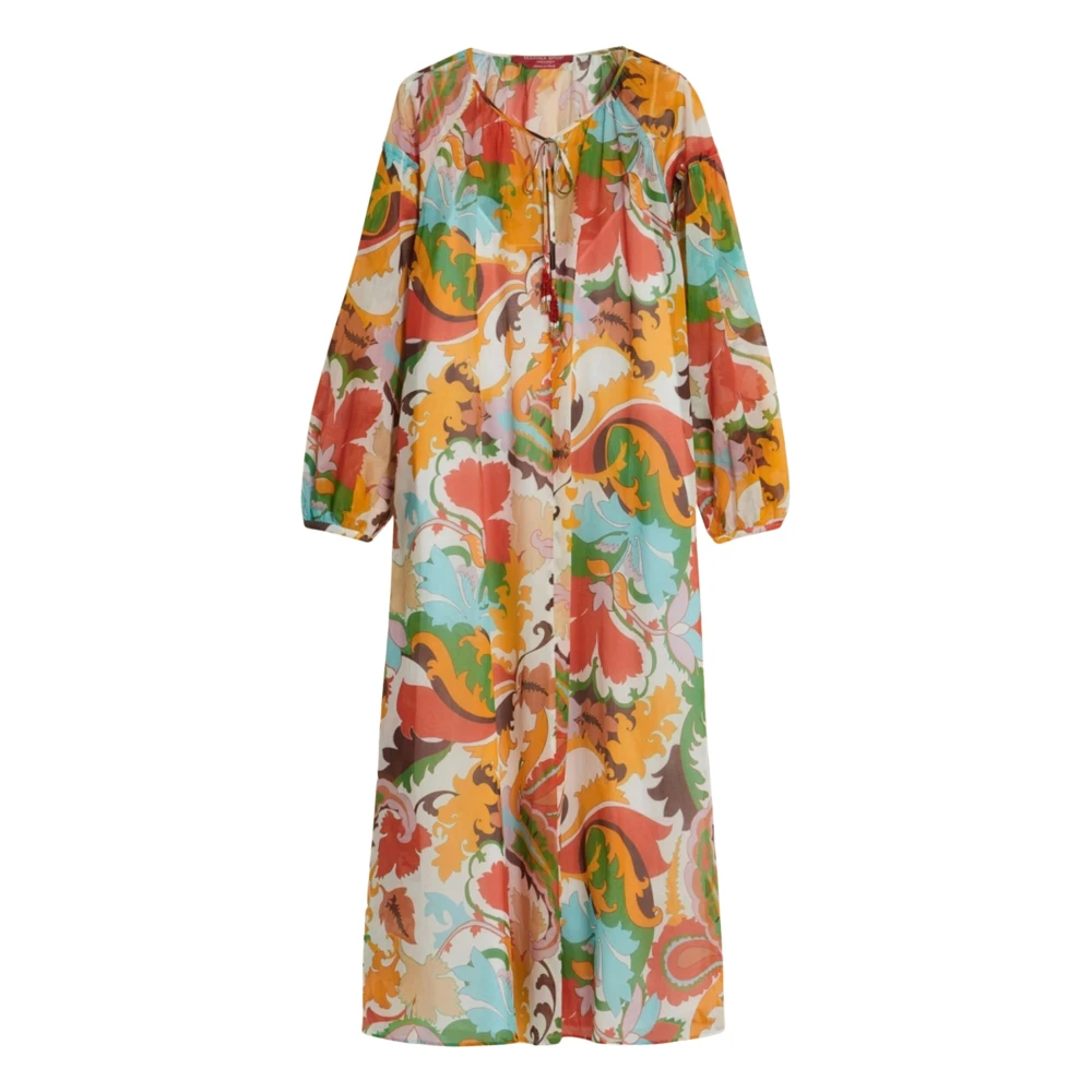Marina Rinaldi Kleurrijke Ornamentele Jurk met Pofmouwen Multicolor Dames