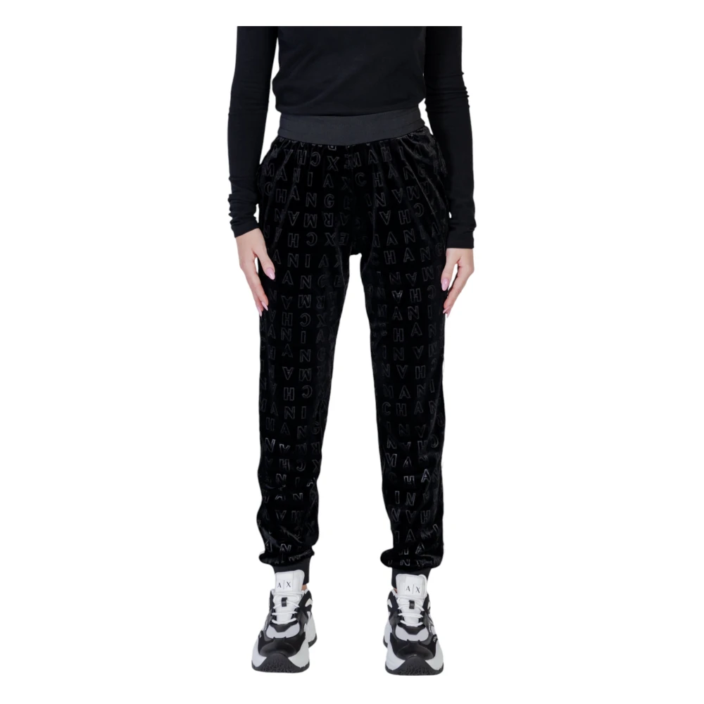 Armani Exchange Zwarte geprinte slip-on broek Black Dames