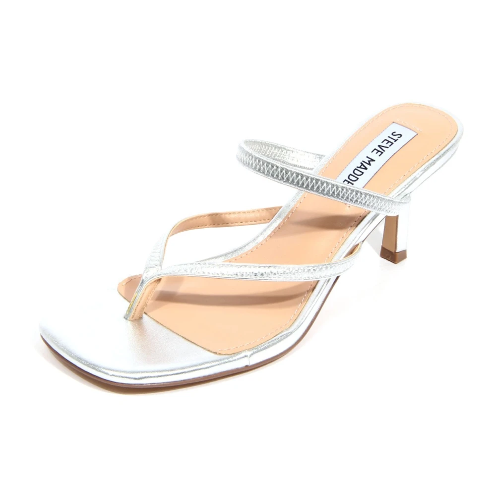 Steve Madden Gray Heeled Mules, Female, 7 Uk, Silver Lenden Wo Sandals