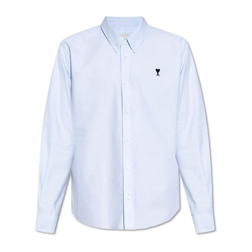 Ami Paris Men's Blue Formal Shirts, M, Shirt With Logo