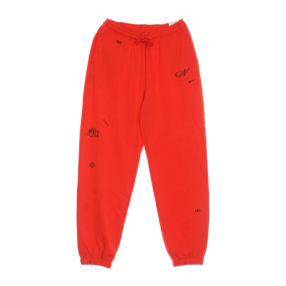 Nike Highrise Fleece Jogger in Chili Rood Zwart Red Dames