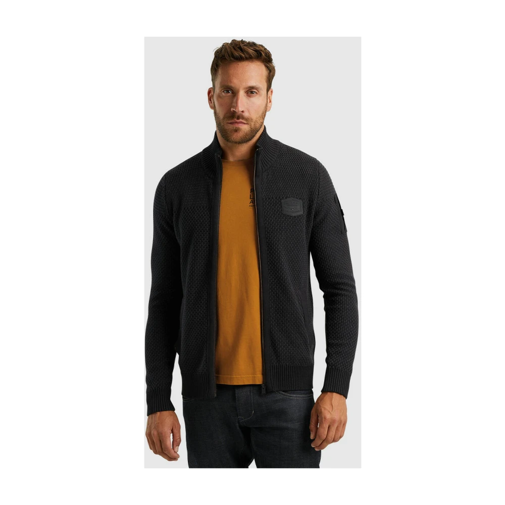 PME Legend Katoenen Ritsjack met Structuur Black Heren