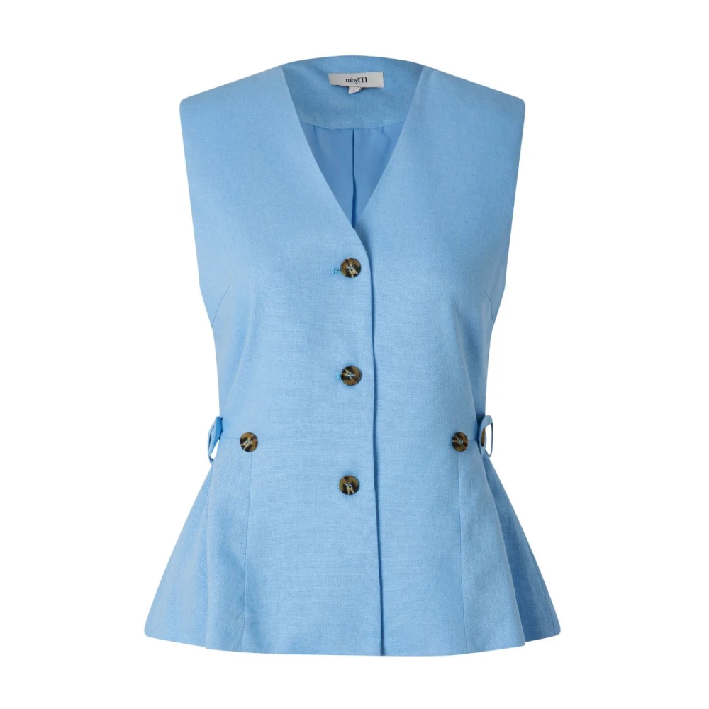 MbyM Blauw Linnen Gilet Kalenna Blue Dames